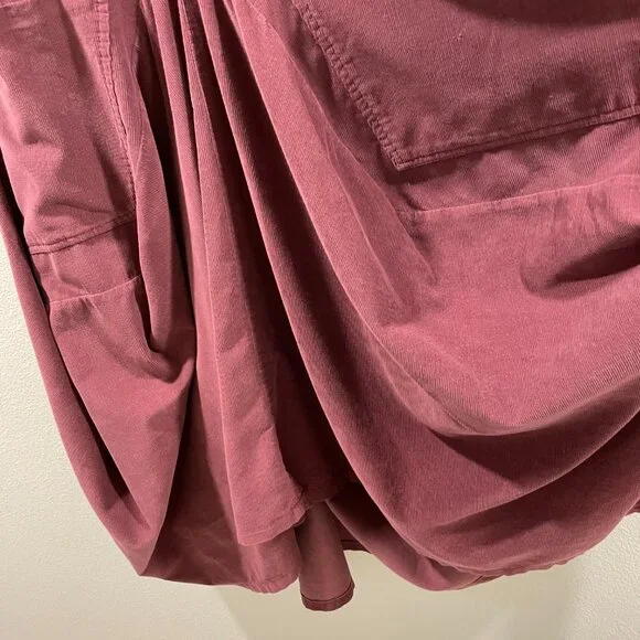 (NWT) COMPLETO LINO By ARTHURIO Corduroy Maxi Lagenlook Dress, Burgundy - XL